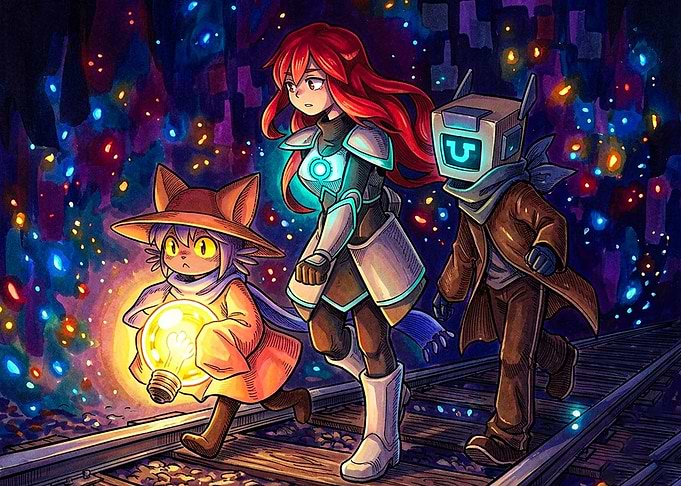 Niko, Rue, and Proto Walking Together