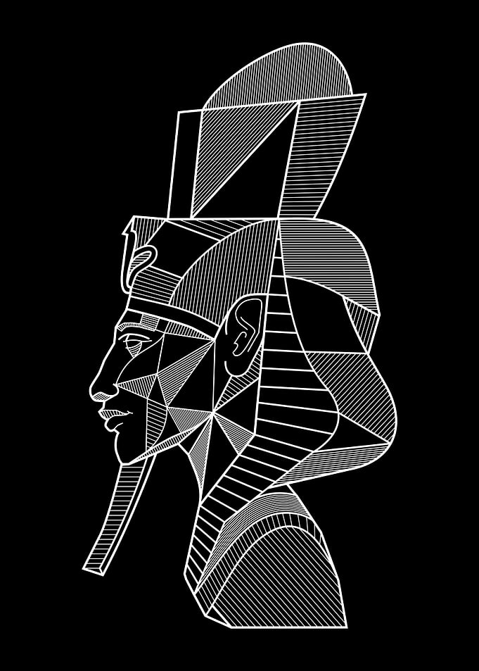 Geometric Pharaoh Line Art