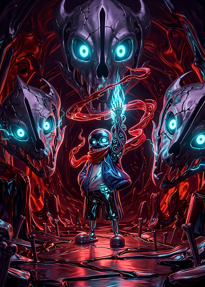 Sans Undertale with Gaster Blasters