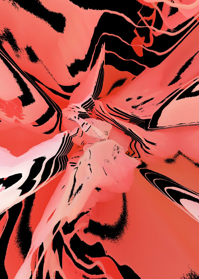 Abstract Coral and Black Swirls