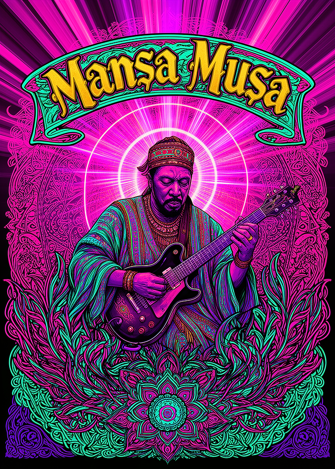 Mansa Musa Psychedelic Guitarist Poster