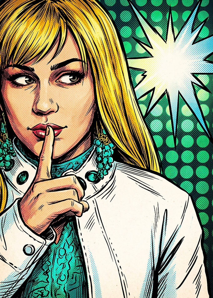 Pop Art Woman Shushing
