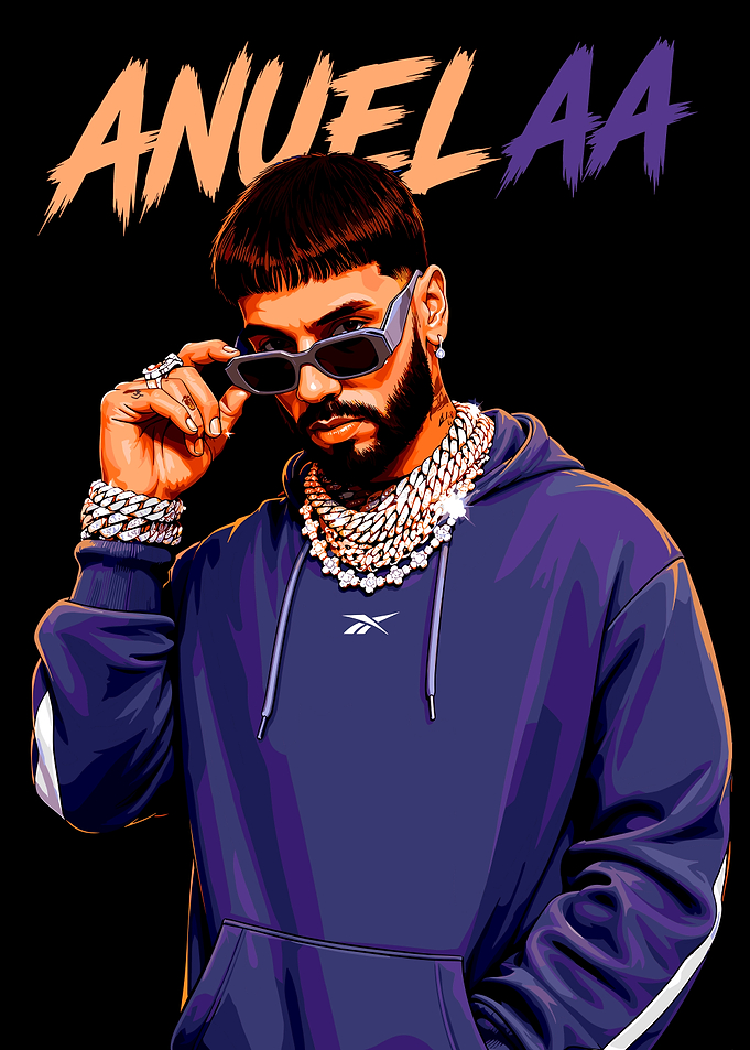 Anuel AA Digital Portrait Illustration