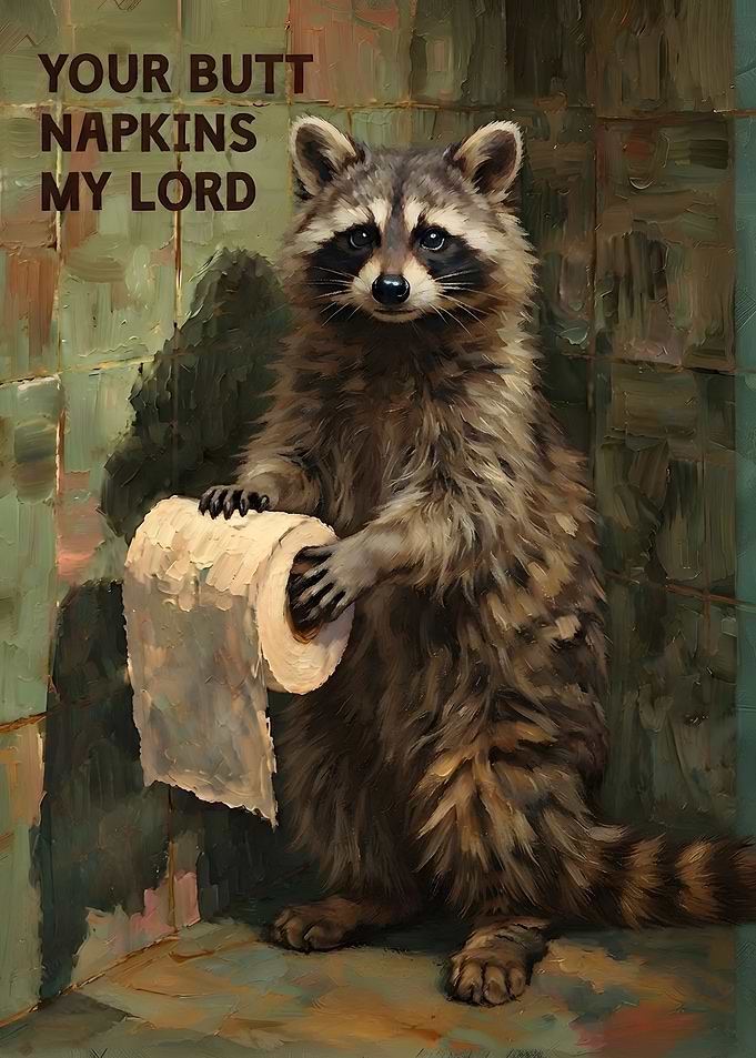 Funny Raccoon Holding Toilet Paper