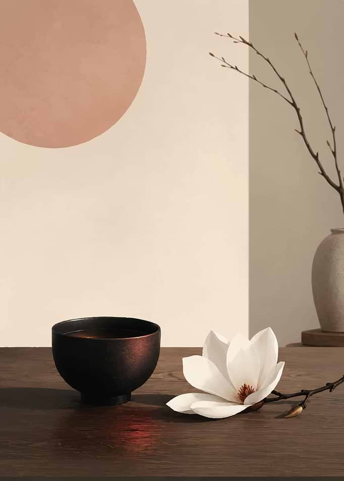 Minimalist Zen Tea and Magnolia
