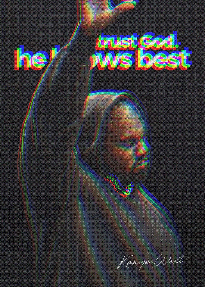 Kanye West Glitch Art Poster