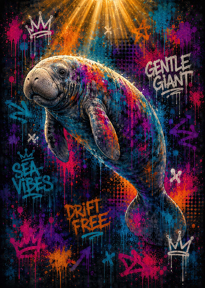 Graffiti Style Manatee Art