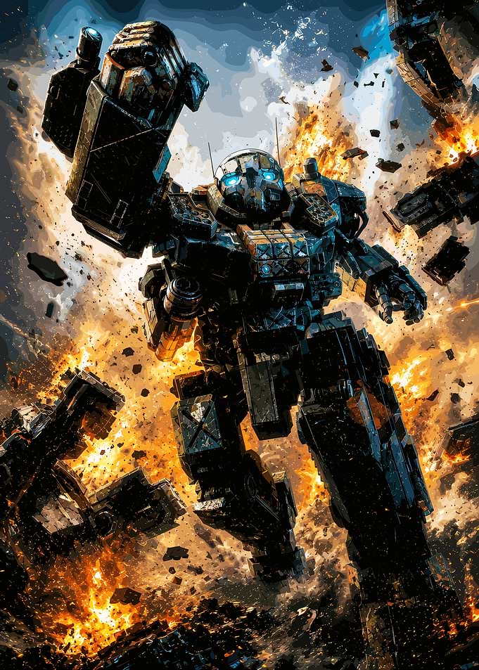 BattleTech Mech in Explosive Combat