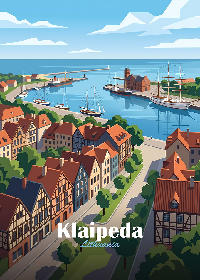 Klaipeda Lithuania Travel Poster