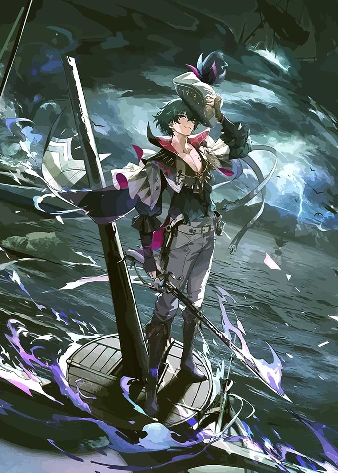 Anime Pirate Captain on Stormy Sea