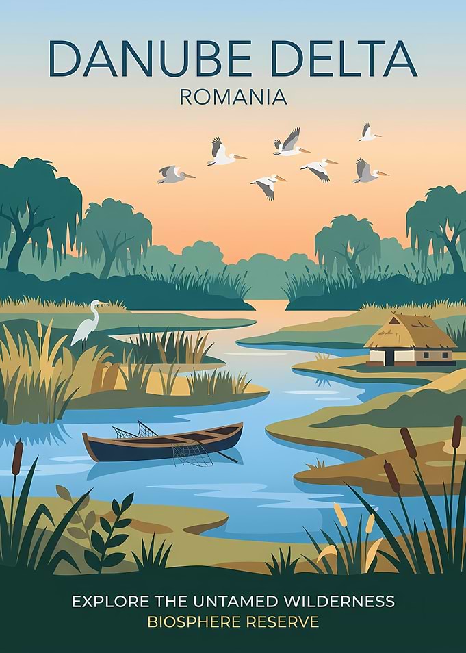 Danube Delta Romania Travel Poster