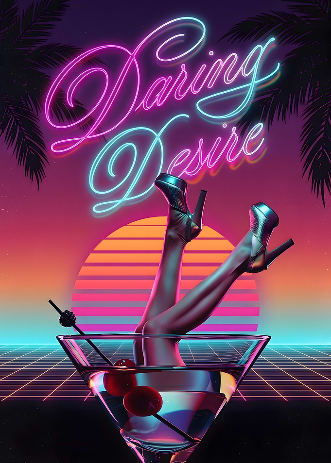 Daring Desire Retro Neon Poster