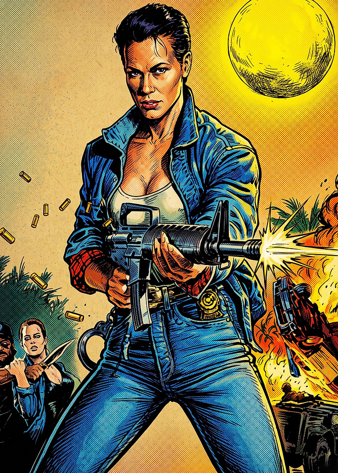 Action Heroine Comic Book Illustration