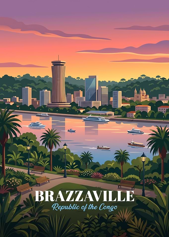 Brazzaville Republic of the Congo Travel Poster