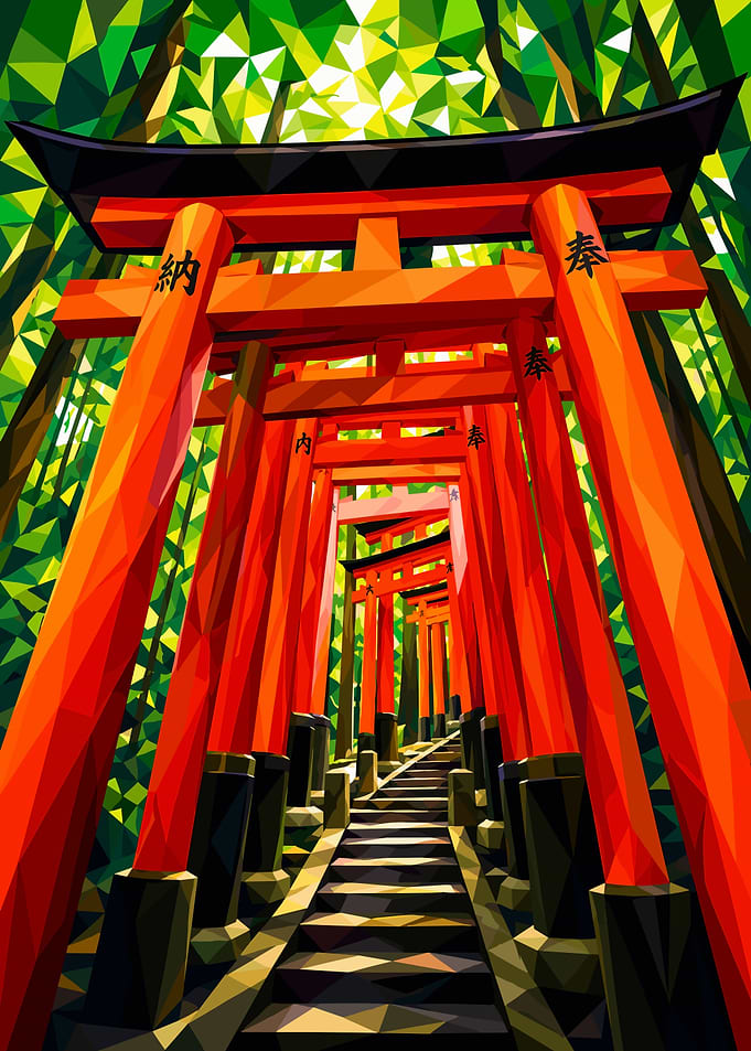 Low Poly Fushimi Inari Shrine Path