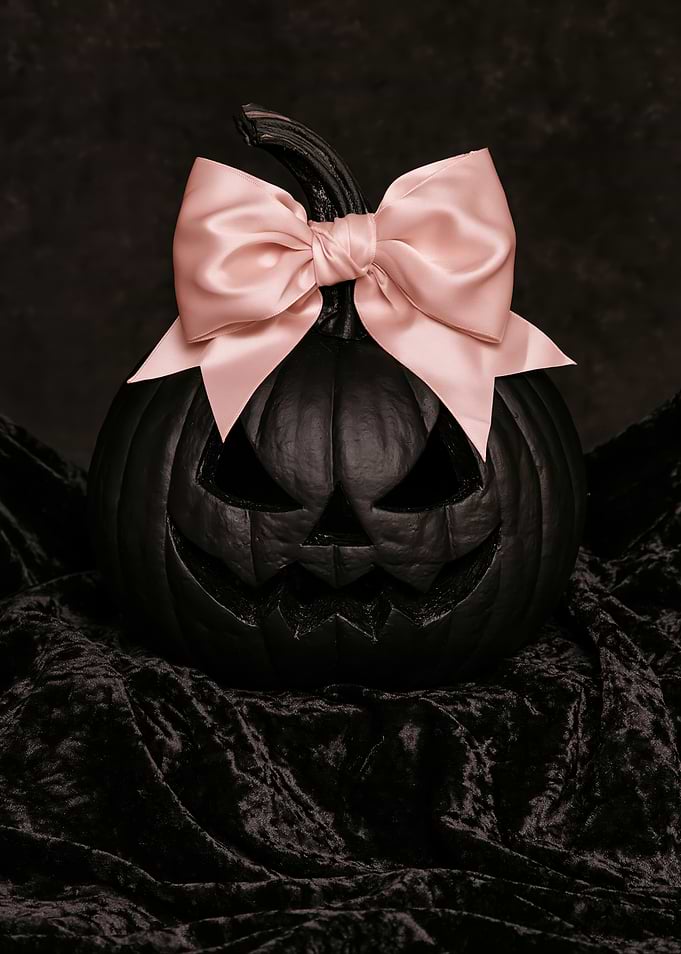 Black Jack-o'-lantern with Pink Bow