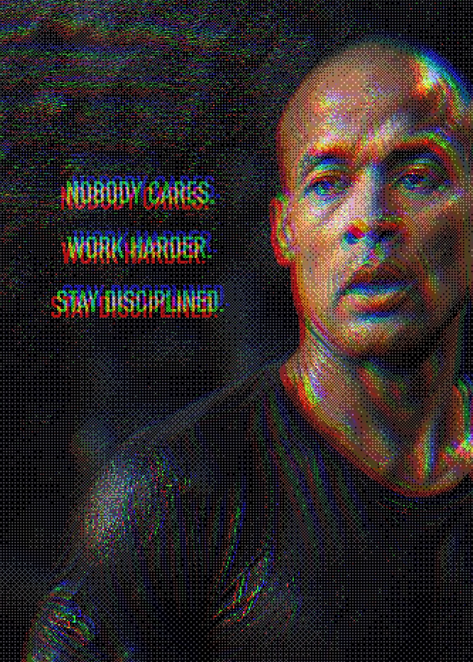 David Goggins Motivational Glitch Art Poster