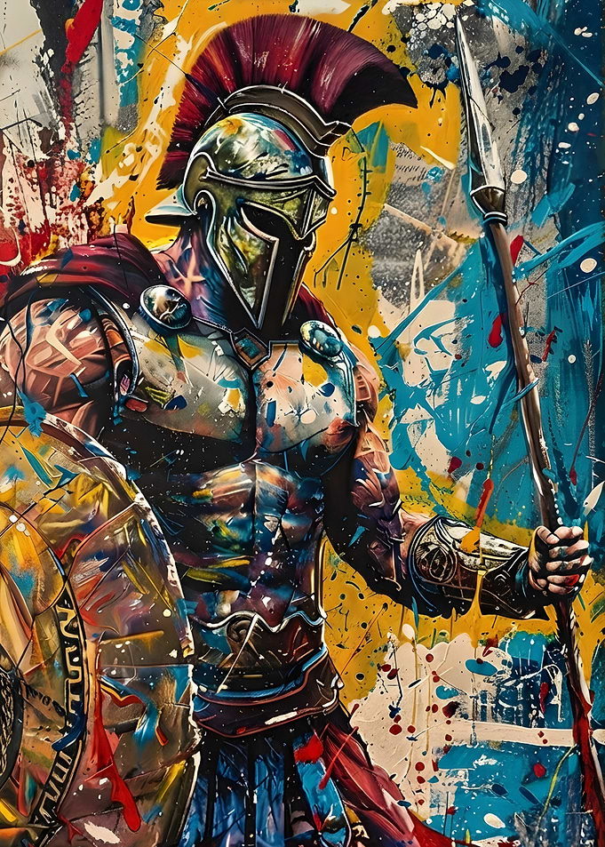 Abstract Spartan Warrior Painting