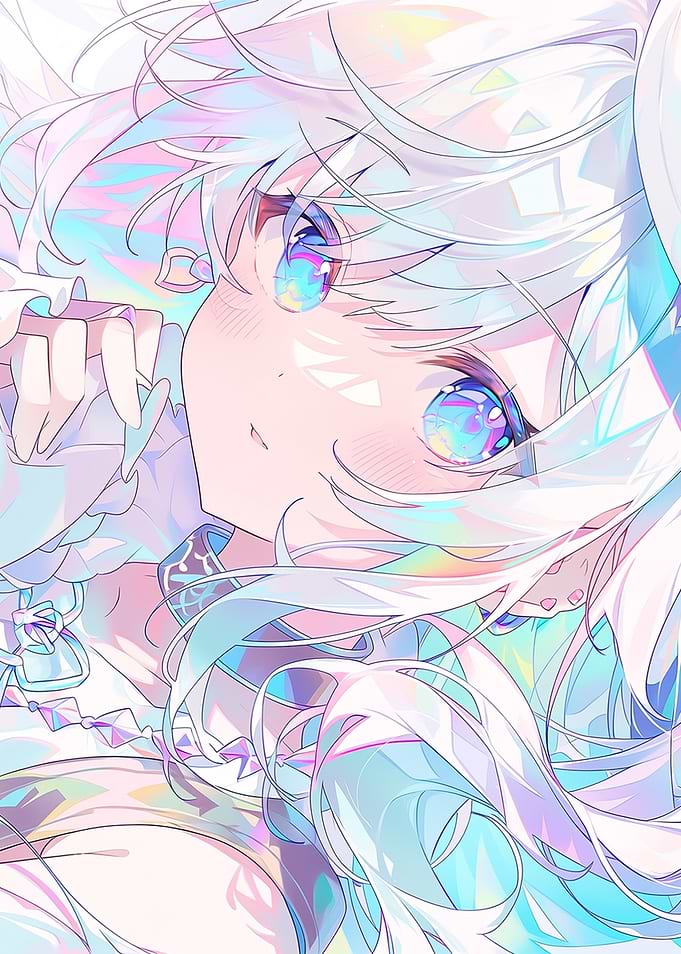 Iridescent Anime Girl Portrait