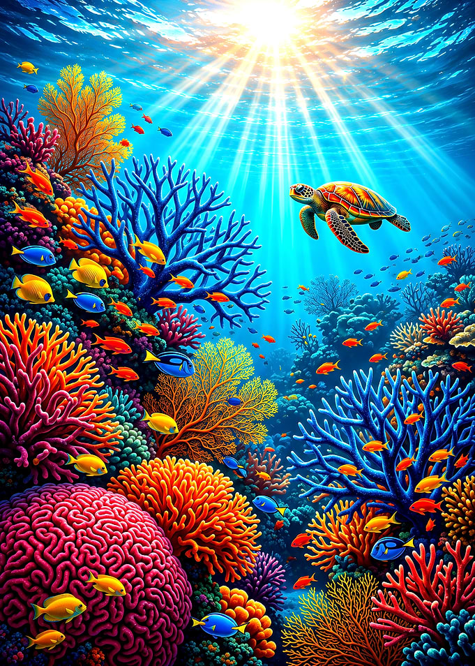 Vibrant Underwater Coral Reef Scene