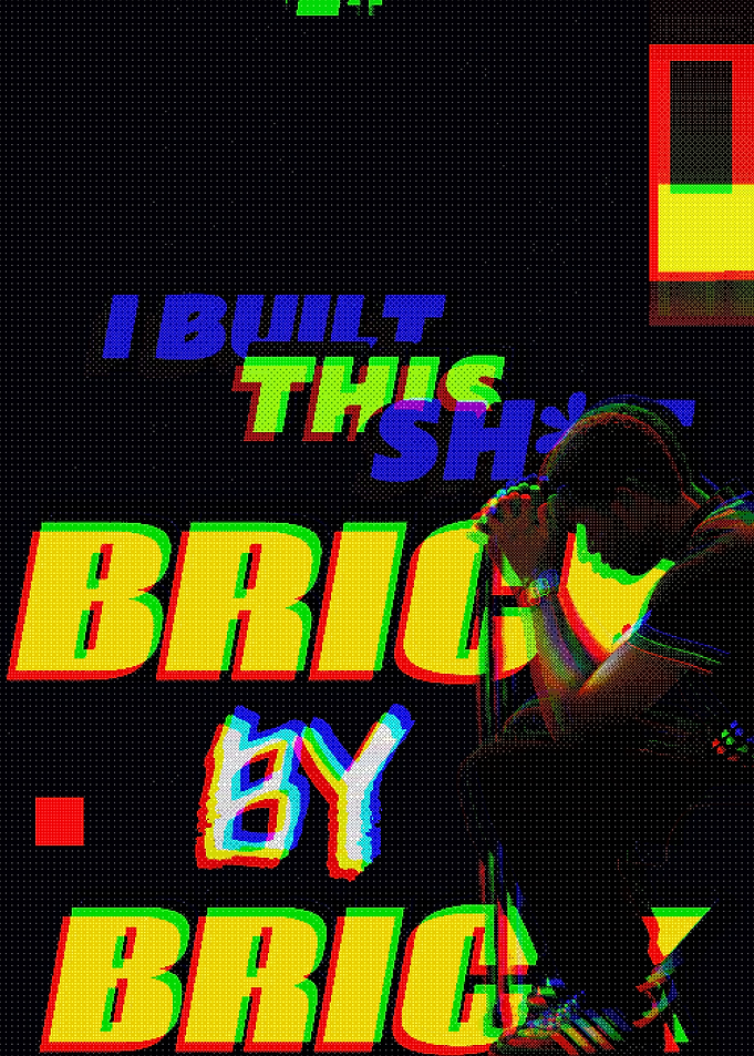 Brick by Brick Glitch Art Poster