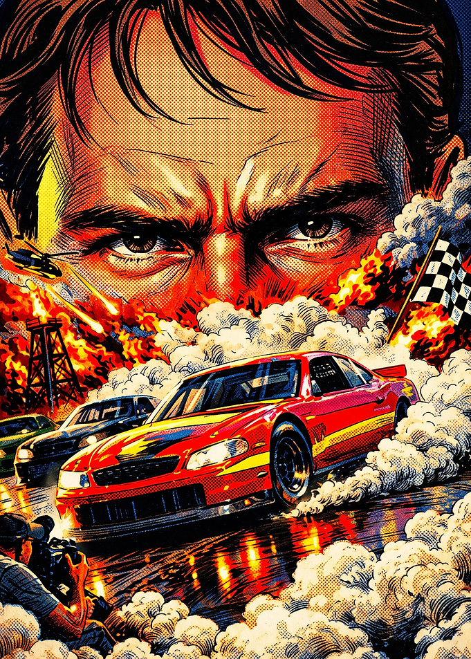 Intense Retro Racing Comic Poster