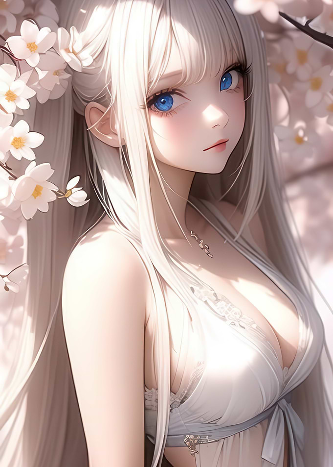 Anime Girl with Cherry Blossoms