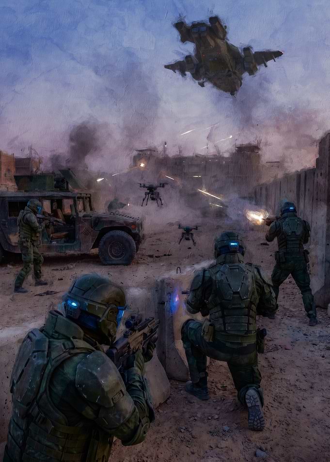 Futuristic Military Combat Scene