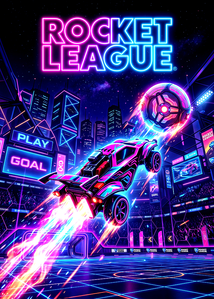 Rocket League Neon Cyberpunk Poster