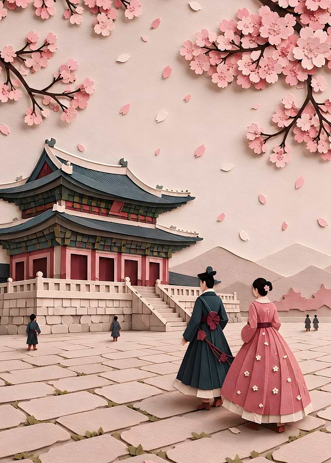 Couple in Hanbok at Palace
