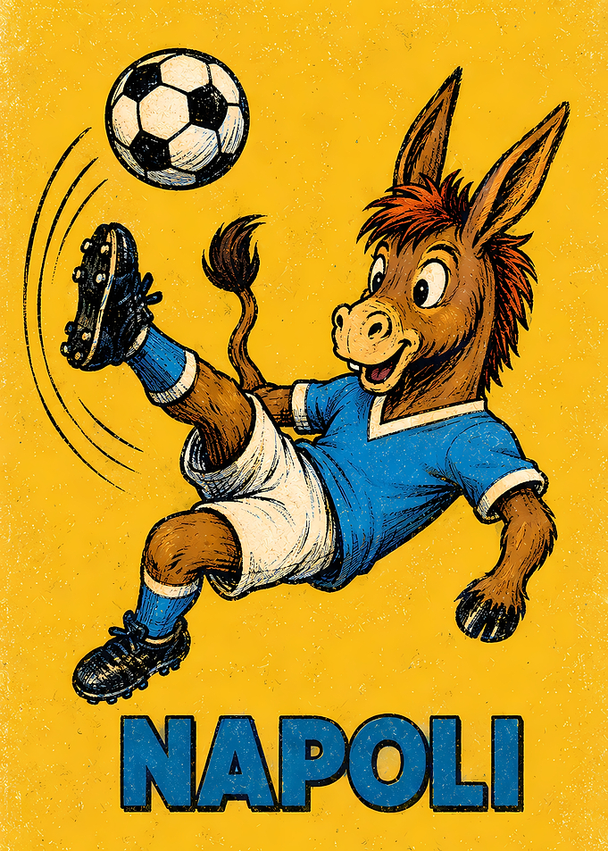 Napoli Donkey Soccer Mascot Illustration
