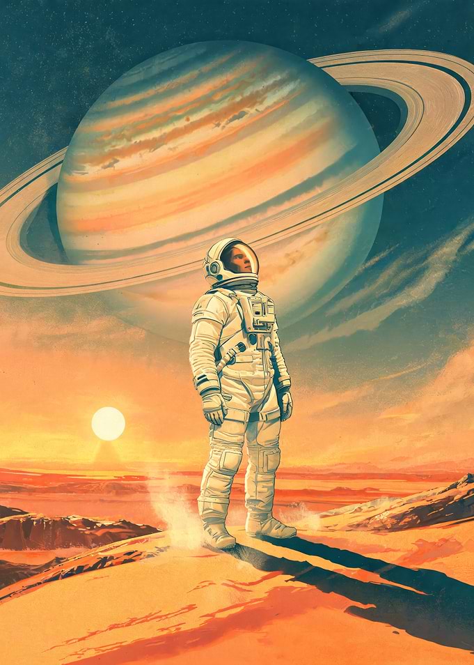 Astronaut Standing on Alien Planet