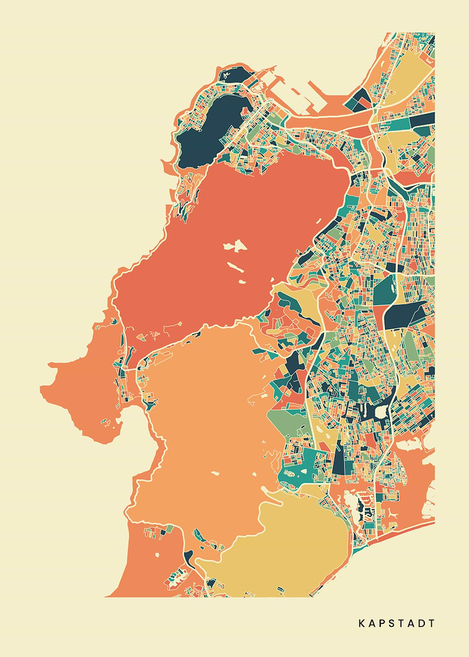 Cape Town Colorful Retro City Map
