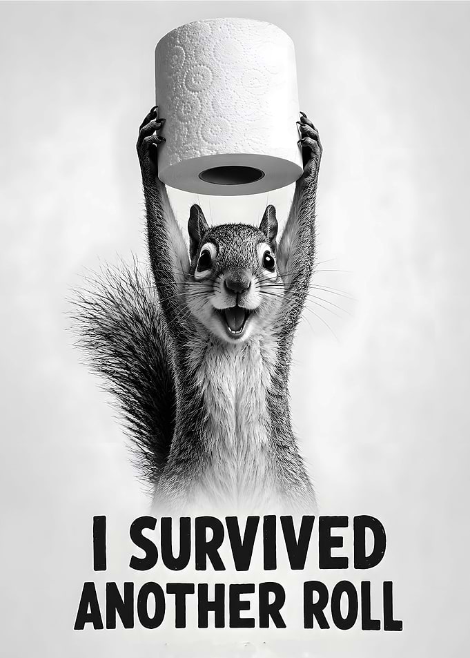 Funny Squirrel Holding Toilet Paper Roll