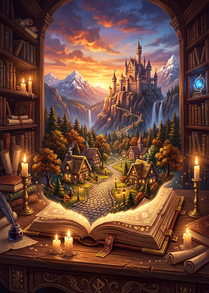 Magical Fantasy World Emerging From Book