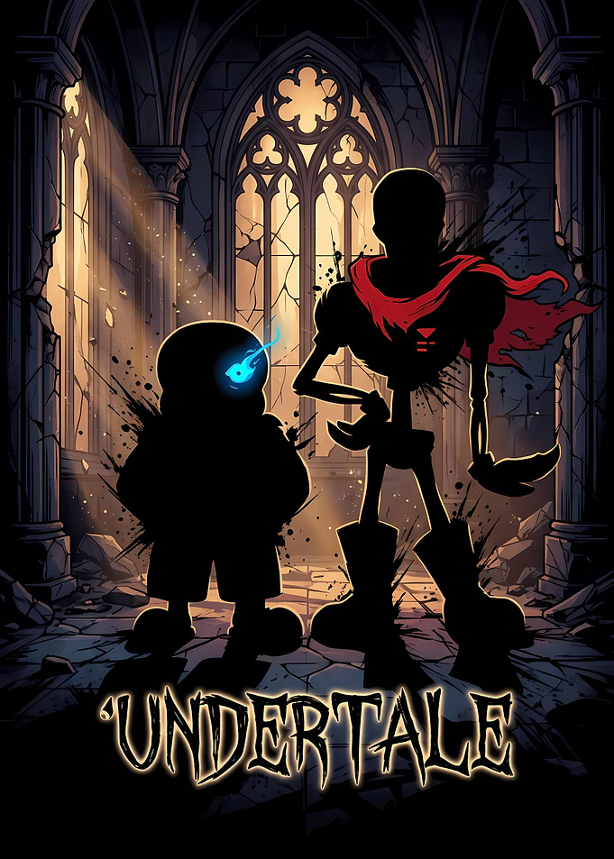 Undertale Sans and Papyrus Silhouette Poster