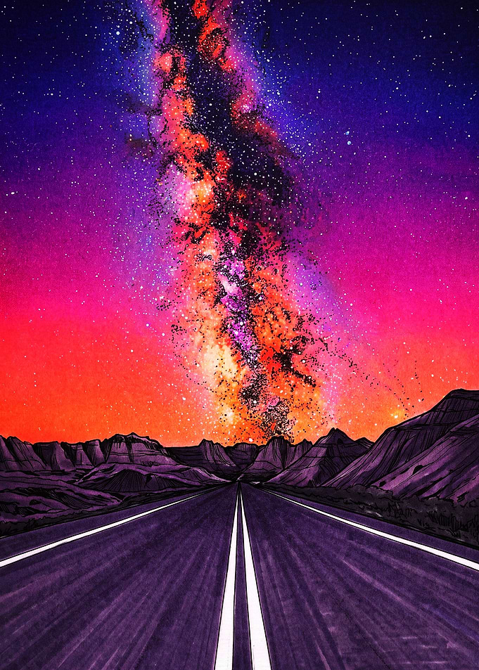 Vibrant Milky Way Over Desert Road