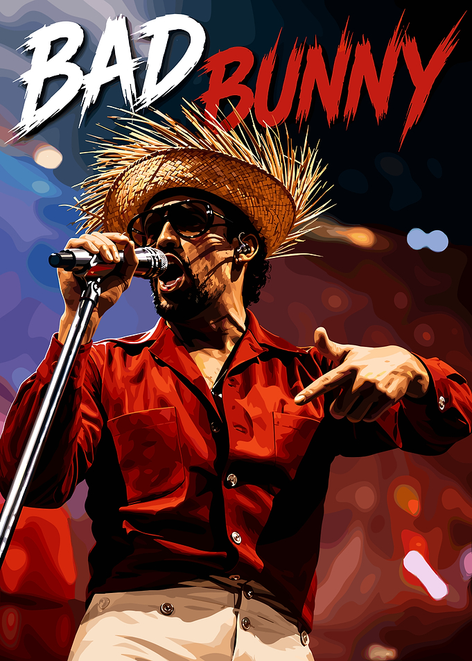 Bad Bunny Concert Performance Poster