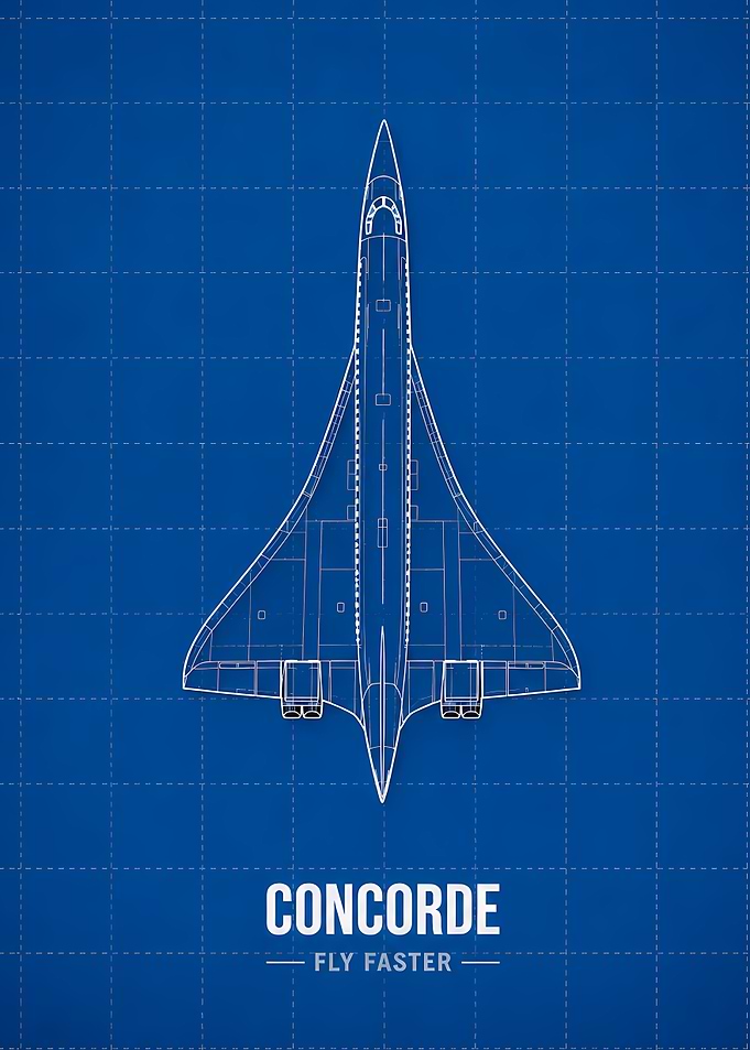 Concorde Blueprint Technical Illustration