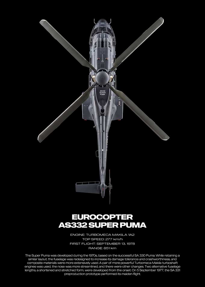Eurocopter AS332 Super Puma Technical Poster