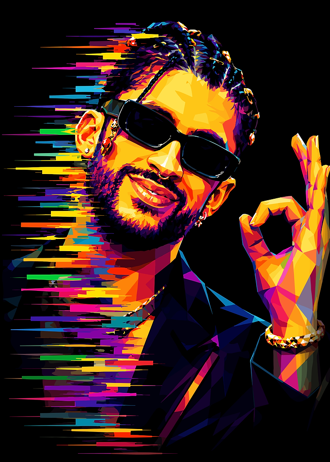 Bad Bunny Low Poly Portrait