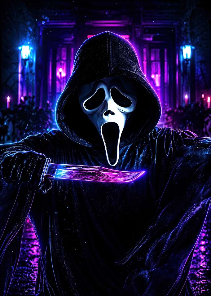 Neon Ghostface Horror Movie