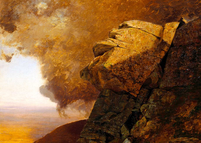 A Cliff in the Catskill Mountains Landscape Painting by Jervis McEntee