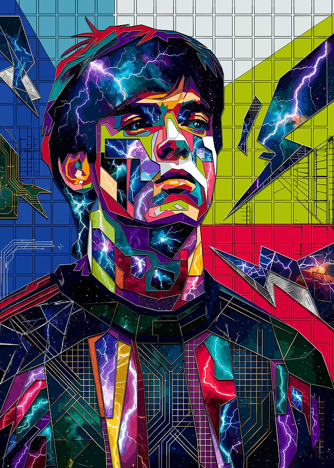 Abstract Lightning Portrait of Young Man