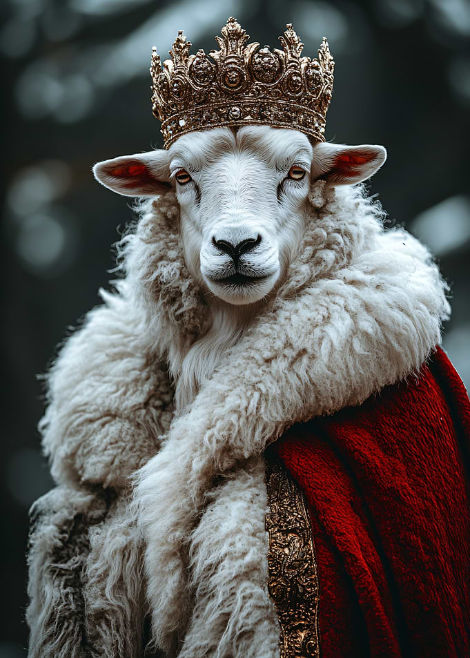 Regal Sheep King in Crown