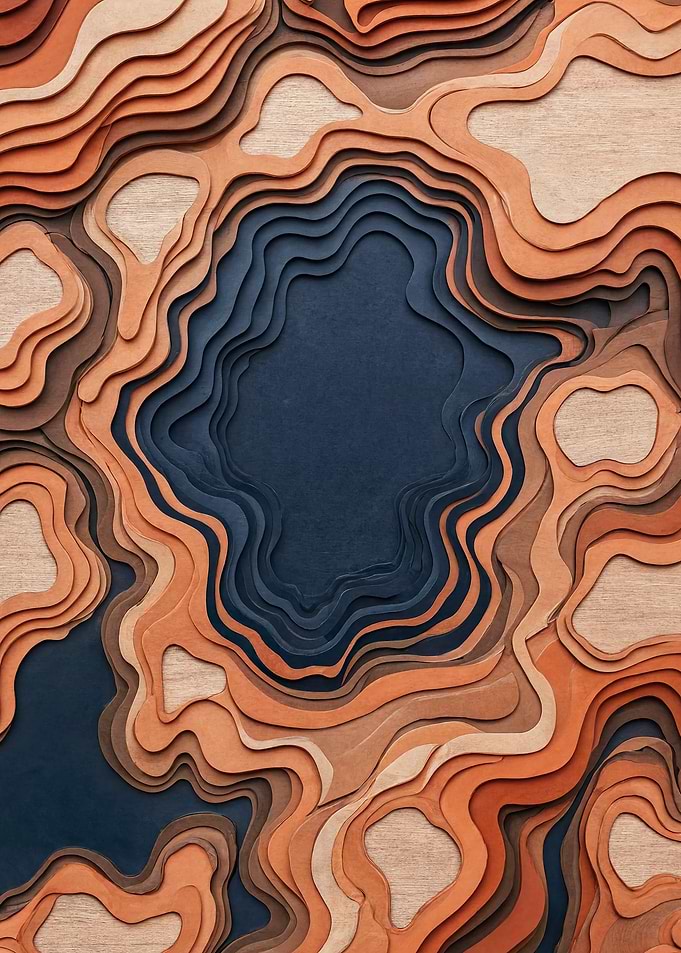 Layered Topographic Wood Art