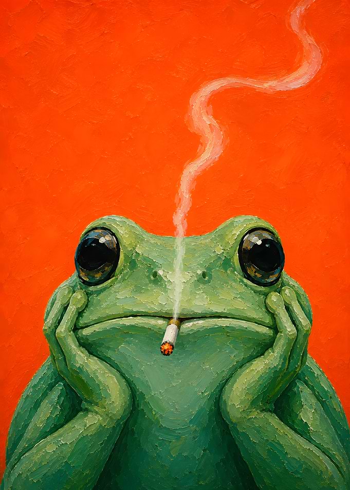 Frog Smoking a Cigarette Painting