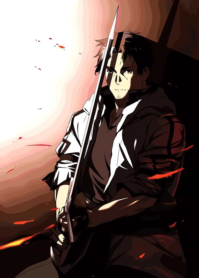Anime Warrior Holding Sharp Sword