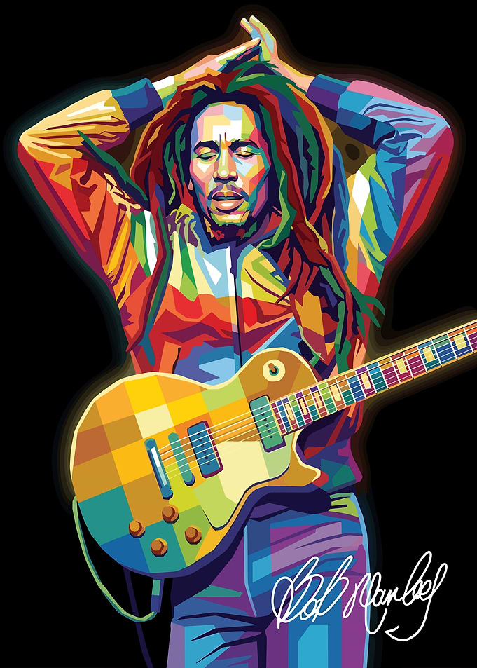 Colorful Pop Art Bob Marley Portrait