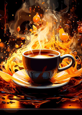 Fiery Coffee Cup Explosion